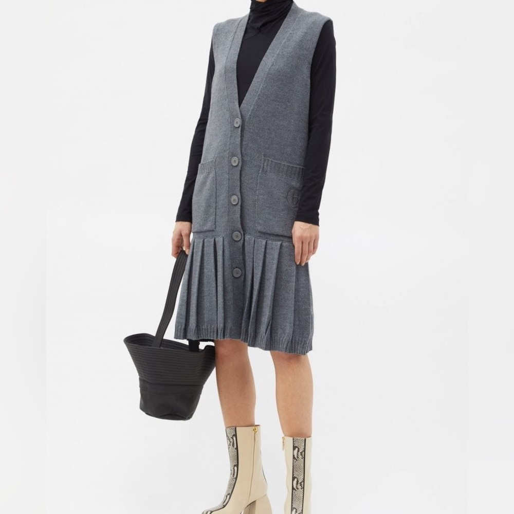 MM6 MAISON MARGIELA Pleated Wool Cardigan Dress